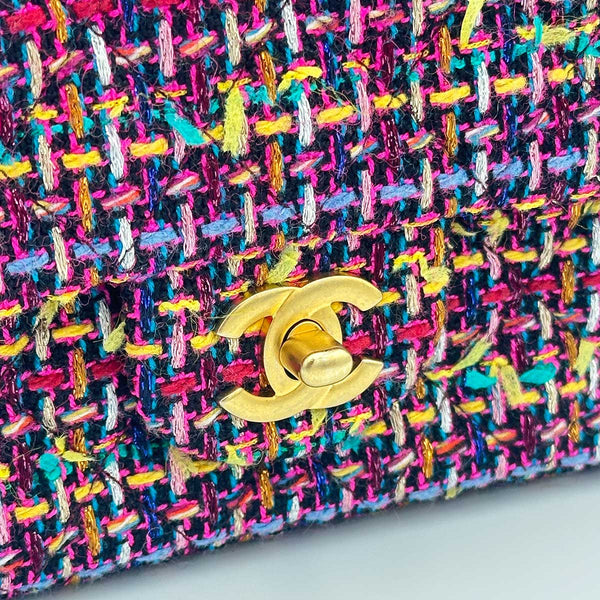 Chanel Multicolor Quilted Tweed Mini Classic Flap Bag