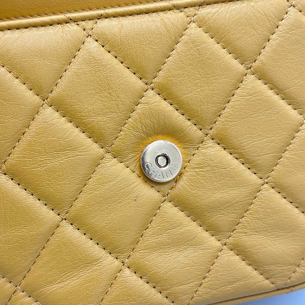 Chanel Mustard Yellow Lambskin Quilted Handle Crossbody Bag