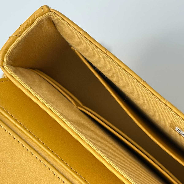 Chanel Mustard Yellow Lambskin Quilted Handle Crossbody Bag