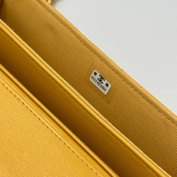 Chanel Mustard Yellow Lambskin Quilted Handle Crossbody Bag