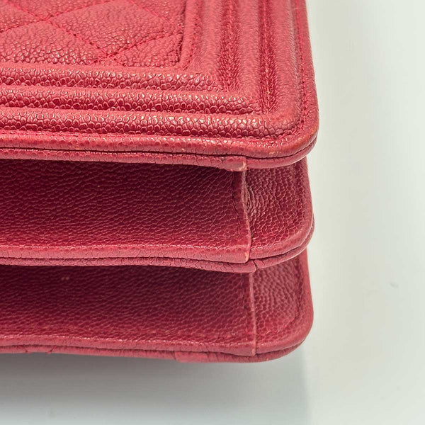 Chanel North South Boy Flap Red Quilted Caviar