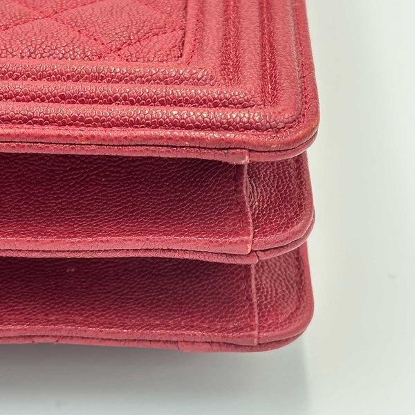 Chanel North South Boy Flap Red Quilted Caviar