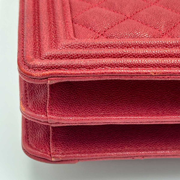Chanel North South Boy Flap Red Quilted Caviar