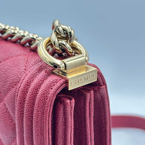 Chanel North South Boy Flap Red Quilted Caviar