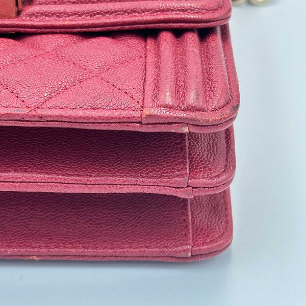 Chanel North South Boy Flap Red Quilted Caviar