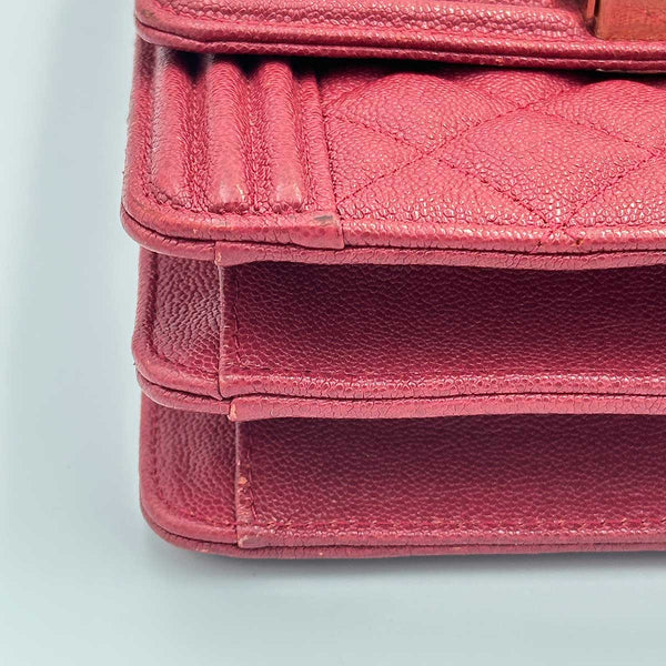 Chanel North South Boy Flap Red Quilted Caviar