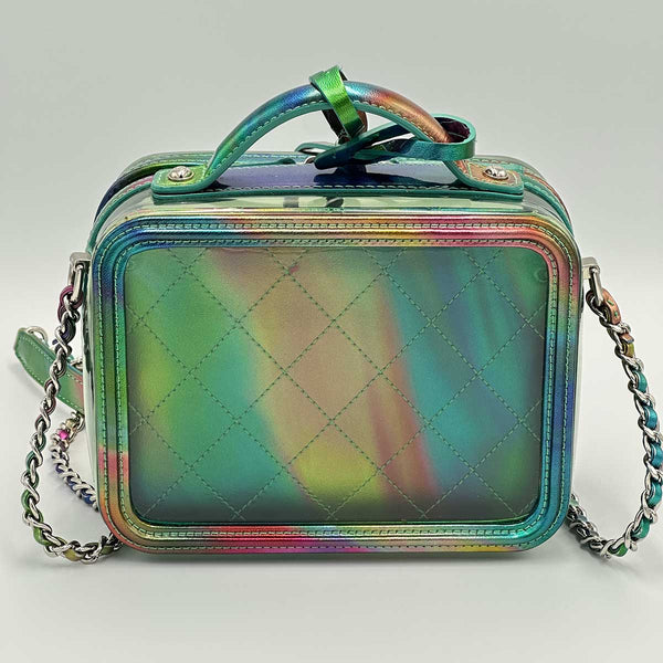 Chanel PVC Patent Calfskin Patent Lambskin Small CC Vanity Case - Green