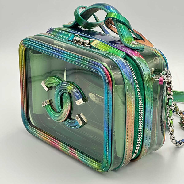 Chanel PVC Patent Calfskin Patent Lambskin Small CC Vanity Case - Green