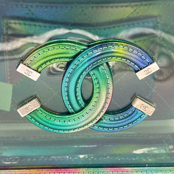 Chanel PVC Patent Calfskin Patent Lambskin Small CC Vanity Case - Green