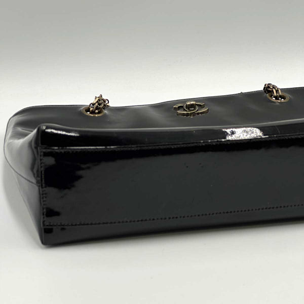 Chanel Patent Leather Tote with Shoulder Strap - Black Leather