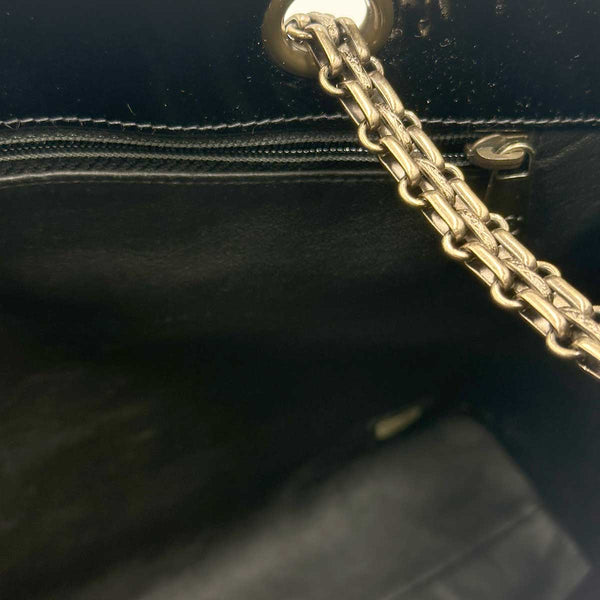 Chanel Patent Leather Tote with Shoulder Strap - Black Leather
