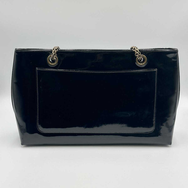 Chanel Patent Leather Tote with Shoulder Strap - Black Leather