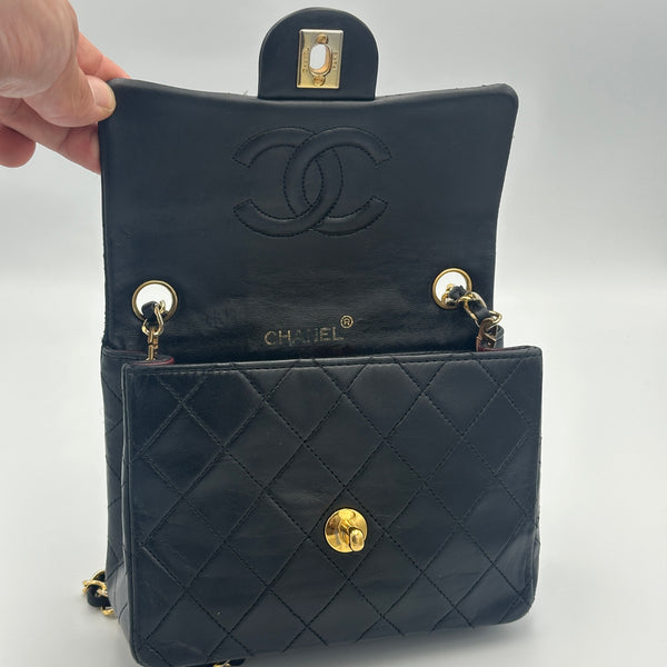 Chanel Quilted Mini Sqaure Flap Bag - Black
