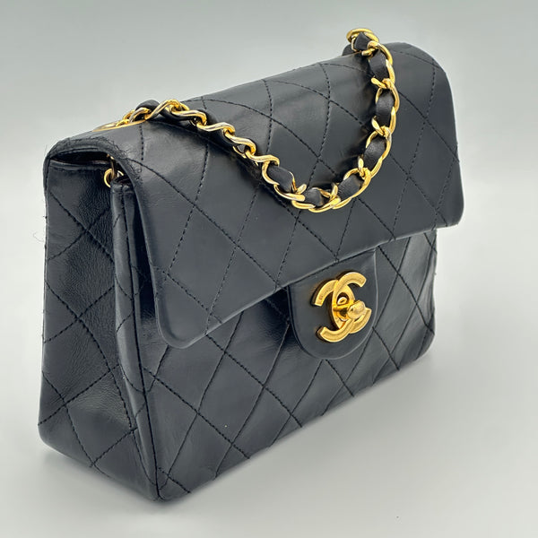 Chanel Quilted Mini Sqaure Flap Bag - Black