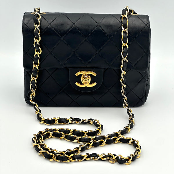 Chanel Quilted Mini Sqaure Flap Bag - Black