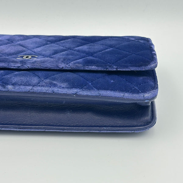 Chanel Quilted Velvet Wallet on Chain - Blue