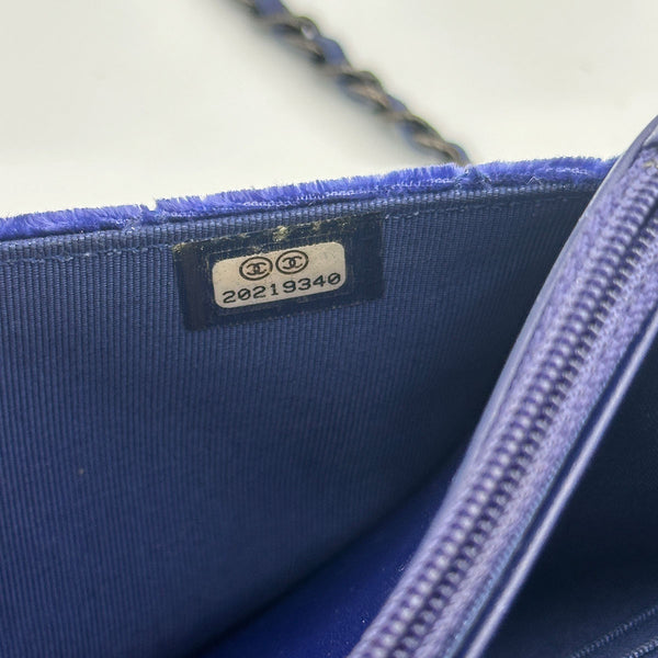 Chanel Quilted Velvet Wallet on Chain - Blue