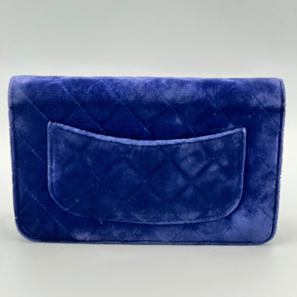 Chanel Quilted Velvet Wallet on Chain - Blue
