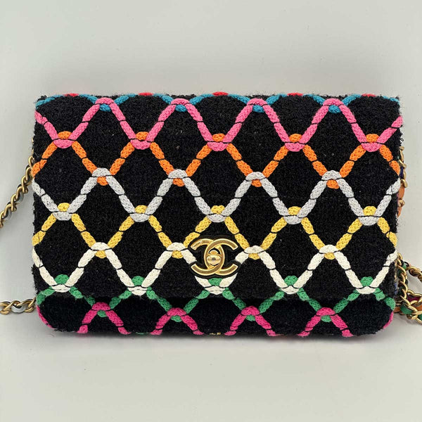 Chanel Rainbow Roped Multicolor Tweed Pearl Crush Wallet on Chain