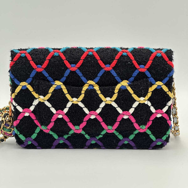 Chanel Rainbow Roped Multicolor Tweed Pearl Crush Wallet on Chain