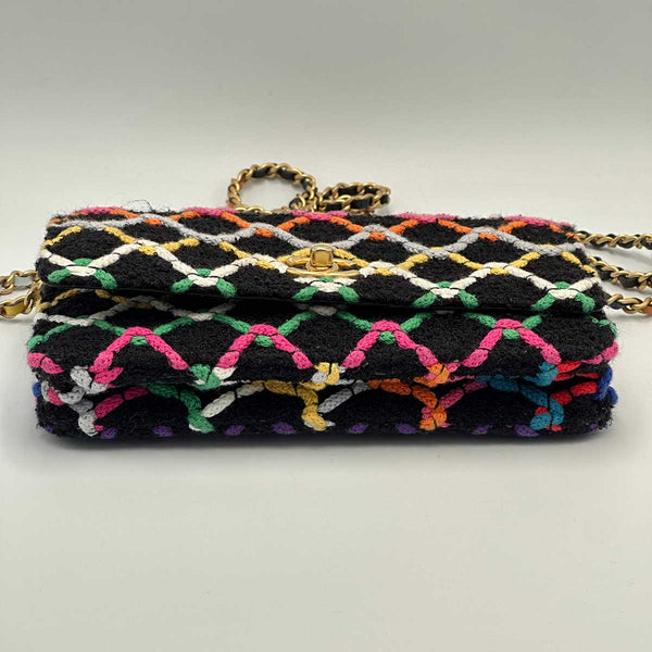 Chanel Rainbow Roped Multicolor Tweed Pearl Crush Wallet on Chain