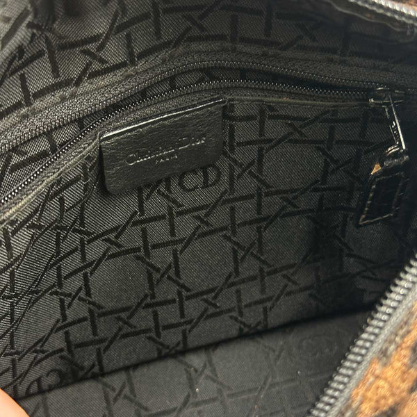 Christian Dior Lady Dior Leopard Velvet Cannage Handbag