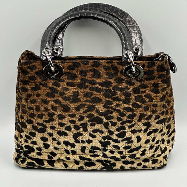 Christian Dior Lady Dior Leopard Velvet Cannage Handbag