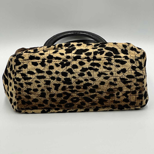 Christian Dior Lady Dior Leopard Velvet Cannage Handbag
