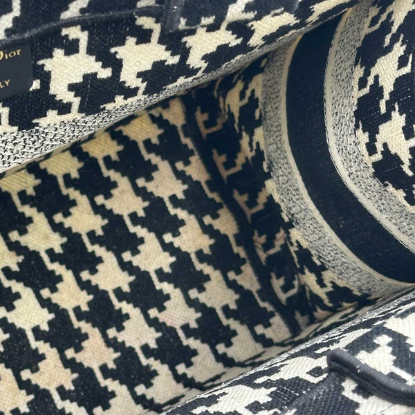 Christian Dior Medium Houndstooth Tote Bag - Black/White