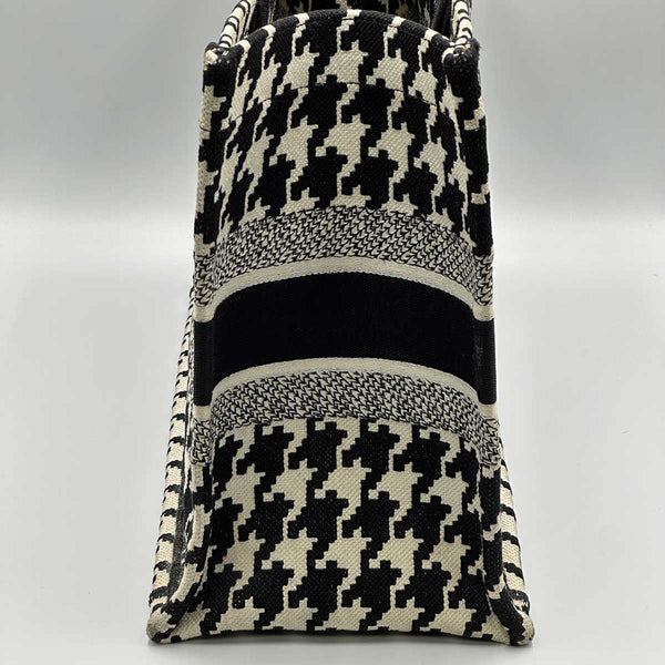 Christian Dior Medium Houndstooth Tote Bag - Black/White