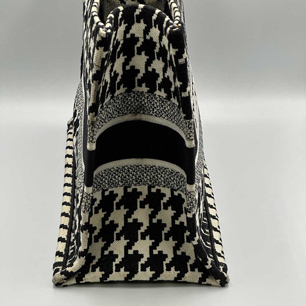 Christian Dior Medium Houndstooth Tote Bag - Black/White