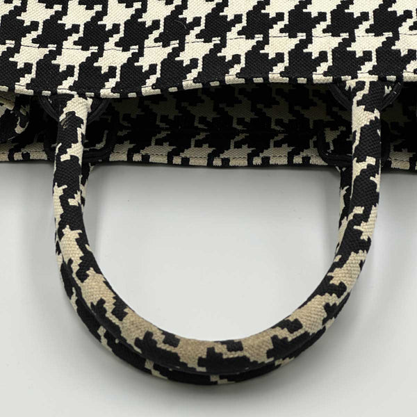 Christian Dior Medium Houndstooth Tote Bag - Black/White