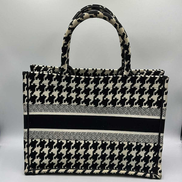 Christian Dior Medium Houndstooth Tote Bag - Black/White