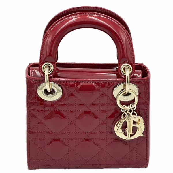 Christian Dior Mini Lady Dior Bag Cherry Red Patent Cannage Calfskin