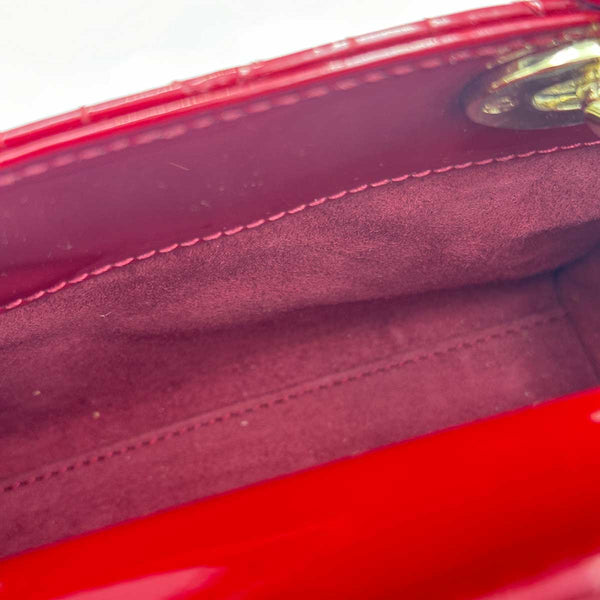 Christian Dior Mini Lady Dior Bag Cherry Red Patent Cannage Calfskin