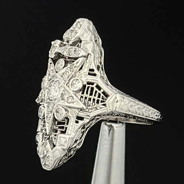 Order of the Eastern Star Filigree Diamond Ring