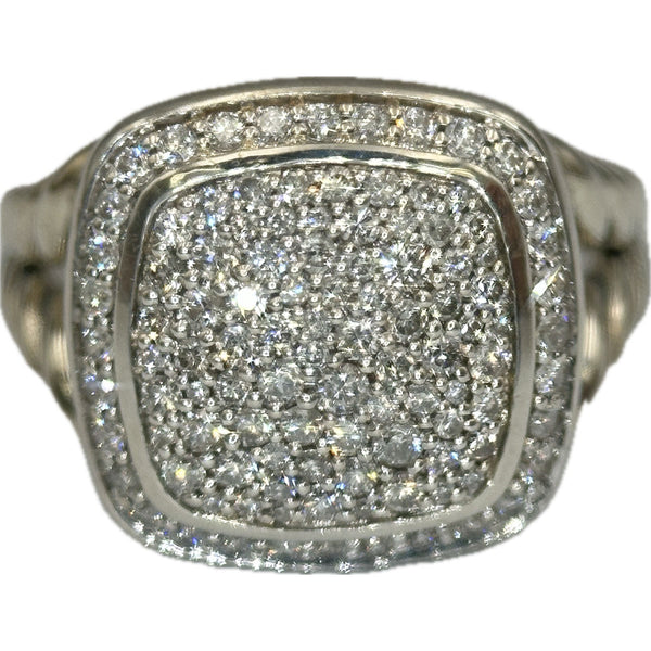 David Yurman Albion Pave Diamond Ring - Sterling Silver - Split Shank - 15mm
