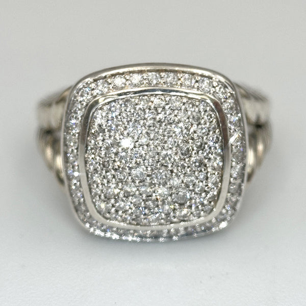David Yurman Albion Pave Diamond Ring - Sterling Silver - Split Shank - 15mm