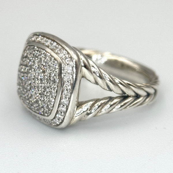 David Yurman Albion Pave Diamond Ring - Sterling Silver - Split Shank - 15mm