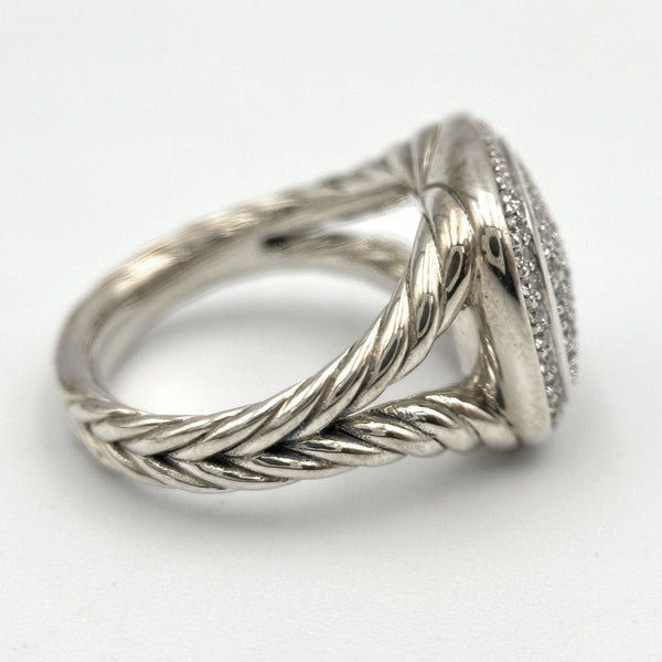 David Yurman Albion Pave Diamond Ring - Sterling Silver - Split Shank - 15mm