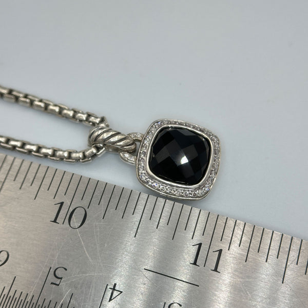 David Yurman Albion Pendant - Sterling Silver with Black Onyx and Diamonds