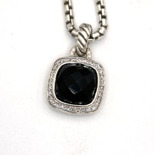 David Yurman Albion Pendant - Sterling Silver with Black Onyx and Diamonds