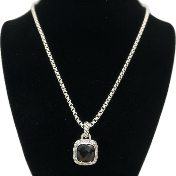 David Yurman Albion Pendant - Sterling Silver with Black Onyx and Diamonds