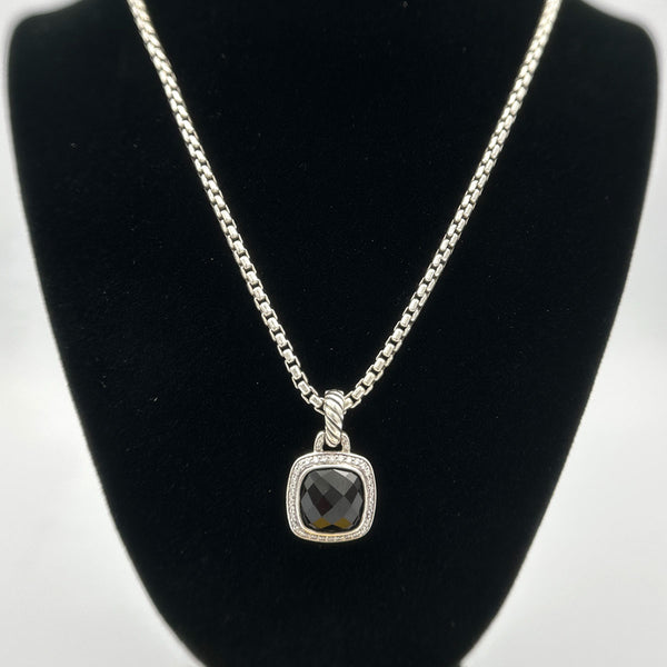 David Yurman Albion Pendant - Sterling Silver with Black Onyx and Diamonds