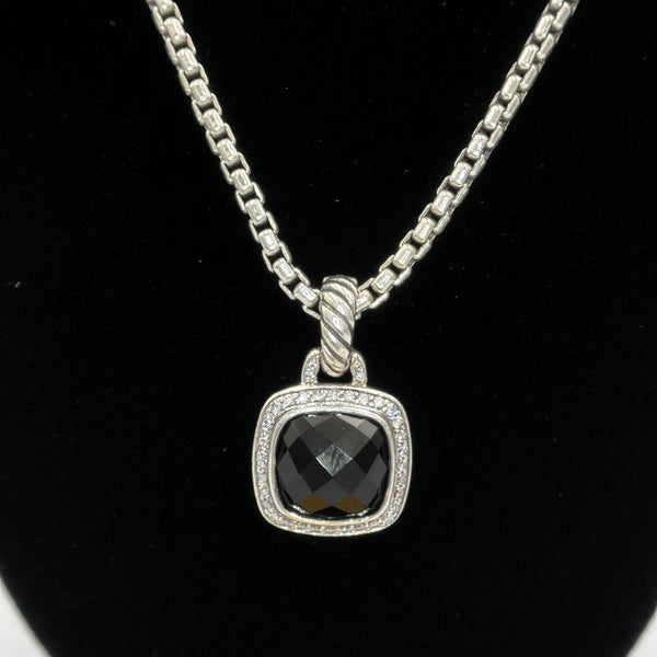 David Yurman Albion Pendant - Sterling Silver with Black Onyx and Diamonds