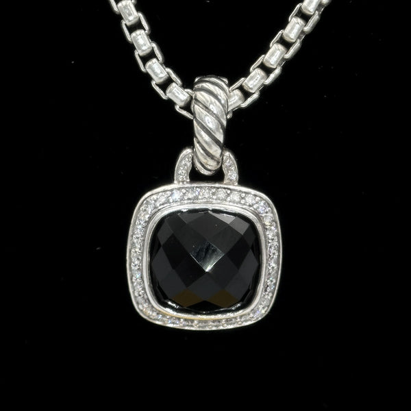 David Yurman Albion Pendant - Sterling Silver with Black Onyx and Diamonds