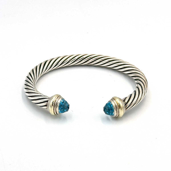 David Yurman Classic Cable Cuff Bracelet - 7mm - Blue Topaz