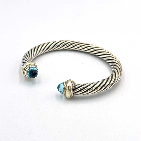 David Yurman Classic Cable Cuff Bracelet - 7mm - Blue Topaz