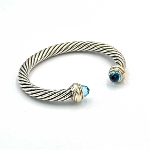 David Yurman Classic Cable Cuff Bracelet - 7mm - Blue Topaz
