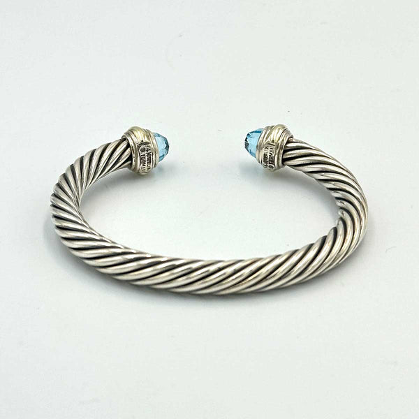 David Yurman Classic Cable Cuff Bracelet - 7mm - Blue Topaz